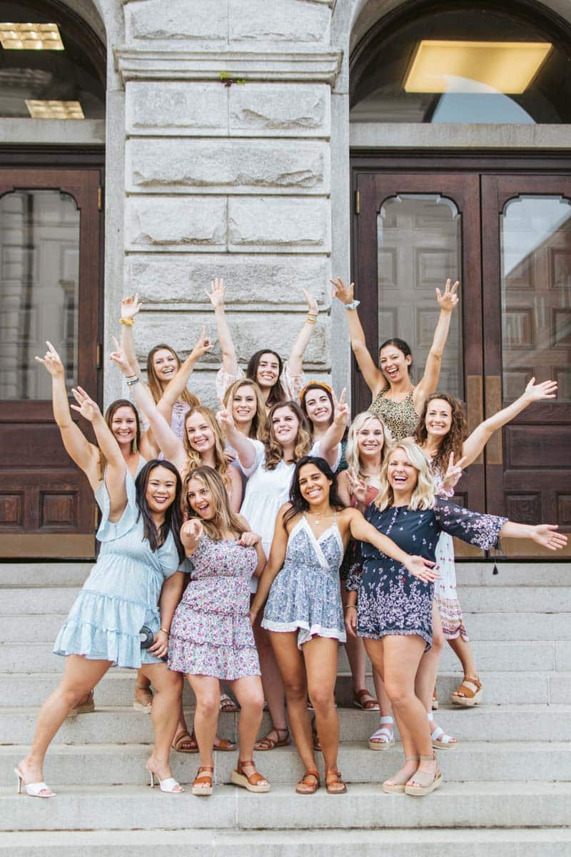 Group of friends gather for a bachelorette party in Charleston — photo by Brie Sciales Photography.